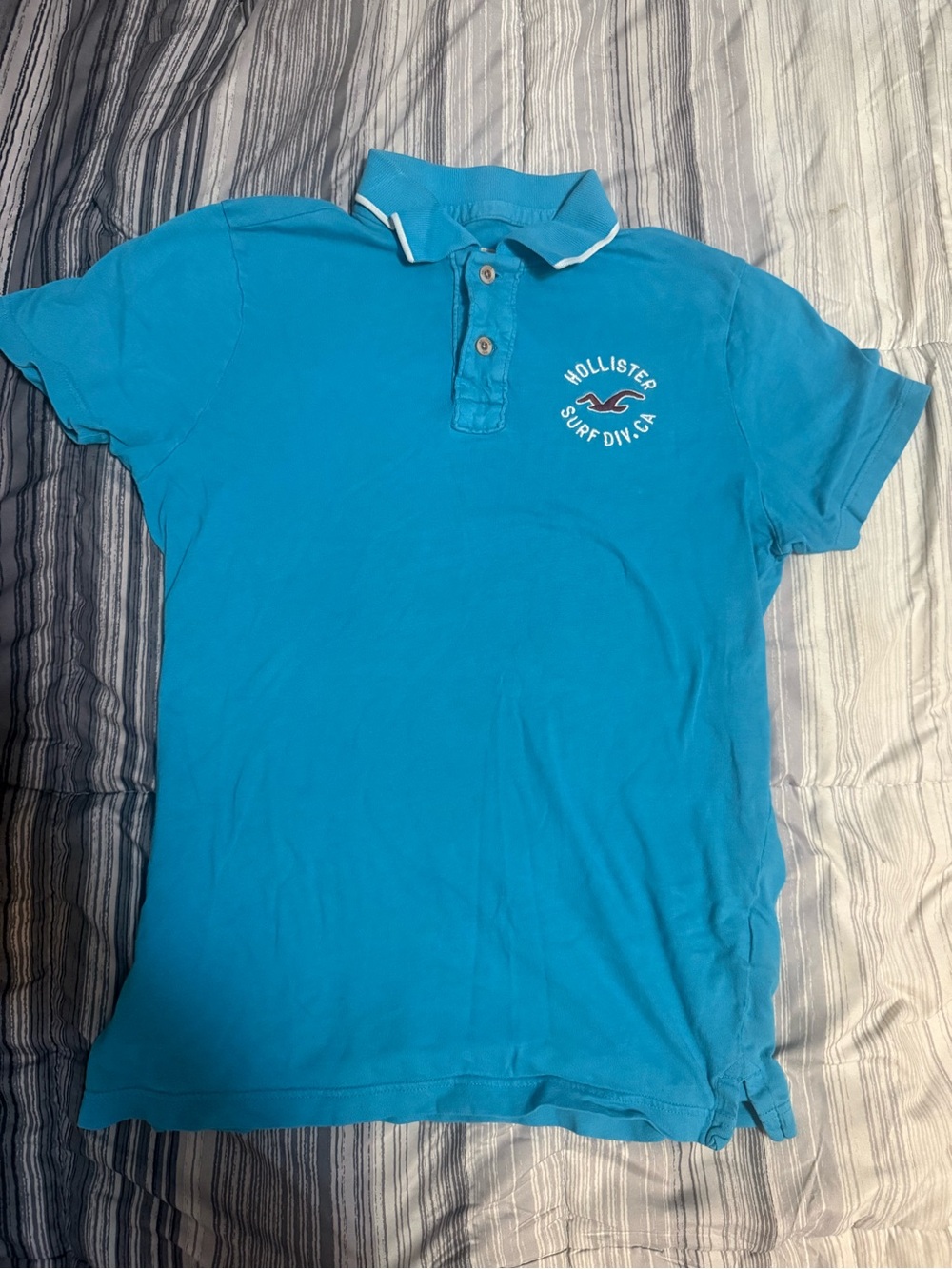 Hollister Turquoise Short Sleeve Polo with Contrast Trim